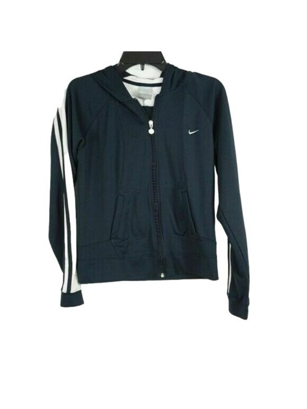 Nike Jacket Boys M 8-10 Kids Navy Blue Hoodie Windbreaker Coat Logo Zipper Hood
